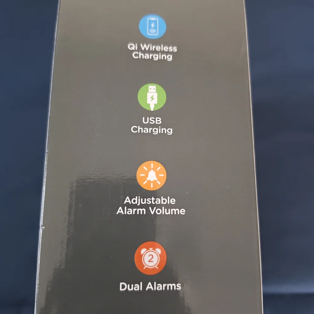 Capello Power Stand Qi Wireless Charger and Alarm Clock – Black